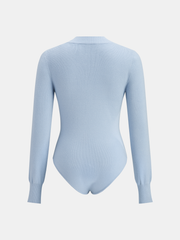 Henley Neck Button-Down Knit Bodysuit