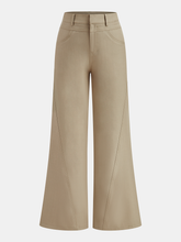 Mid-Waist Seam Detail Wide-Leg Pants