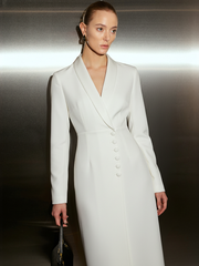 V-Neck Button Midi Dress