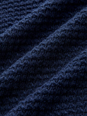 V-Neck Textured Knit Fitted Long-Sleeve Top