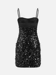 Satin Panel Sequin Cami Mini Dress