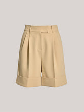 Pocket Mid-Waist Pleated Cuffed Shorts