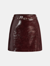 Belted Faux Leather Mini Skirt
