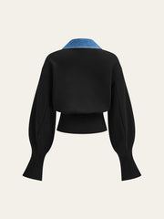 Denim Trim Buttoned Sweater