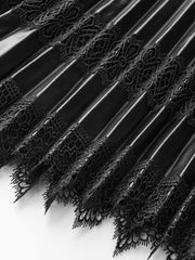 Faux Leather Pleated Lace Mini Skirt