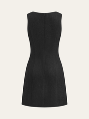 Tweed Sleeveless Button Mini Dress
