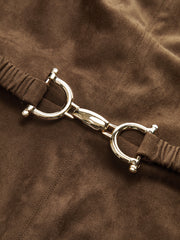 Belted Suede Effect Sleeveless Midi Dress