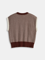 Herringbone Pattern Sleeveless Knit Vest