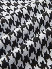 Contrast Collar Houndstooth Tweed Jacket