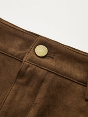 Semi-Sheer Mesh Panel Suede Effect Maxi Skirt