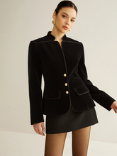 Velvet Stand Collar Blazer