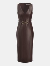 Faux Leather Sleeveless Midi Dress