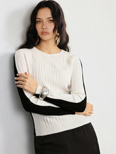Reversible Two-Tone Textured Wool Blend Sweater