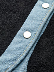 Denim Panel Oversized Cardigan