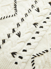 Contrast Stitch Cable Knit Sweater