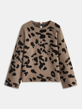 Bow Detail Leopard Print Knit Sweater