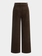 Mid-Waist Corduroy Straight-Leg Pants