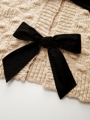 Bow Detail Textured Knit Cardigan
