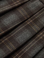 Belted Plaid Pleated Mini Skirt