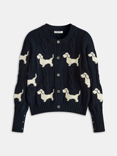 Dog Pattern Cable Knit Cardigan