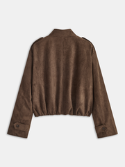 Faux Suede Cropped Biker Jacket