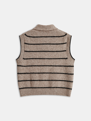 Striped Knit Vest with Tie Neck Detail