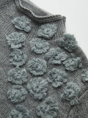 Floral Appliqué Knit Sweater