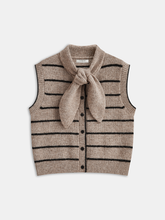 Striped Knit Vest with Tie Neck Detail