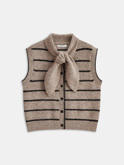 Striped Knit Vest with Tie Neck Detail