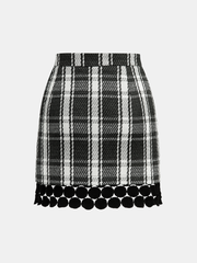 Checked Plaid Circle Linked Mini Skirt