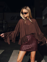 Tiered Ruffle Semi-Sheer Chiffon Blouse