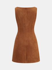 Faux Suede Sleeveless Mini Dress