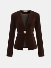 Metal Button Velvet Blazer