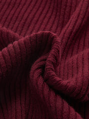 Belt Strap Detail Asymmetric Rib-Knit Top