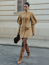 Puff Sleeve Tailored Cotton-Blend Mini Dress