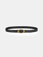 Oval Metal Buckle PU Leather Thin Belt