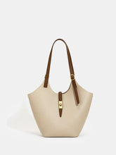Contrast Strap Faux Leather Tote Bag