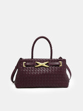 Woven Faux Leather Top Handle Bag