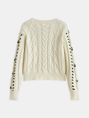 Contrast Stitch Cable Knit Sweater