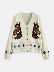 Horse Pattern Knit Cardigan