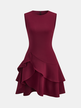Asymmetric Ruffle Hem Sleeveless Mini Dress