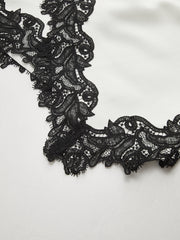 Lace Trimmed Satin Wrap Skirt