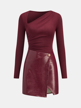 Faux Leather Paneled Knit Mini Dress