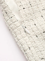 Contrast Waistband Tweed Wide-Leg Pants