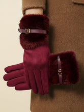 Faux Fur Cuff Cashmere Gloves
