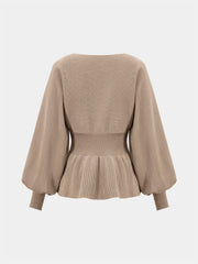 Knitted Peplum Top and Midi Skirt Set