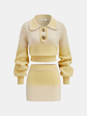 Ombre Knitted Top and Mini Skirt Set