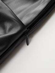 Faux Leather Panel Mock Neck Sleeveless Dress