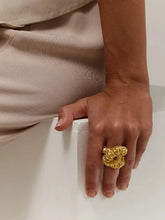 Golden Lava-Textured Exaggerated Ring