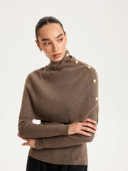 Ribbed Knit Top & Turtleneck Shawl Two-Piece Set
